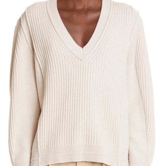 Maria McManus fisherman cashmere rib deep v neck sweater crema NO OFFERS - Picture 2 of 10